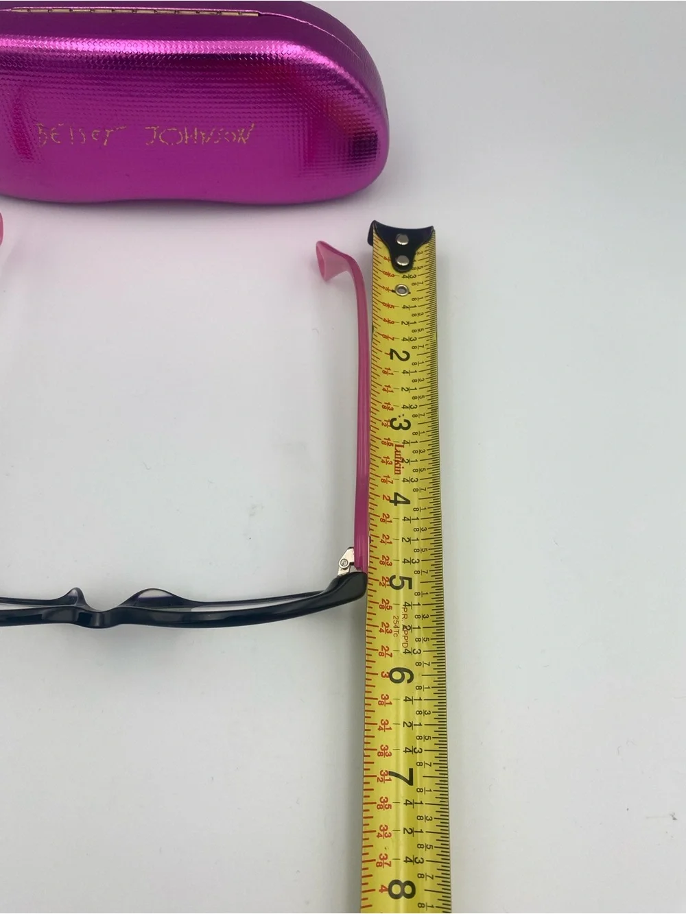 Betsey Johnson Black and Pink Reading Glasses with Pink Metallic Case